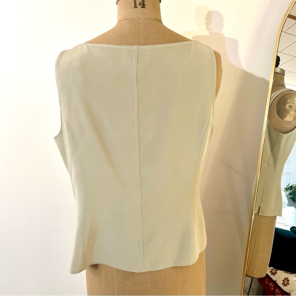 Talbots women’s Tan Cream 100% Silk Sleeveless Blouse Sz 14 - Picture 6 of 16